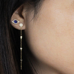 Sapphire and Diamond Evil Eye Earrings Rose Gold