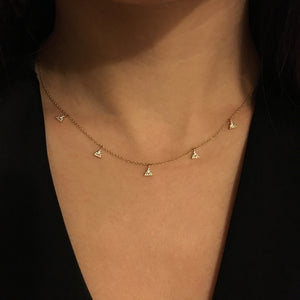 Five Diamond Triangle Necklace White Gold