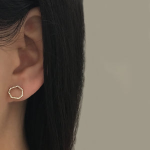 Diamond Heptagon Earrings Yellow Gold