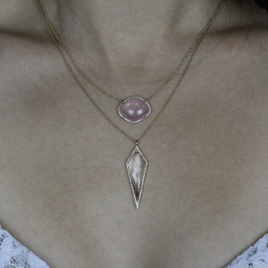 Diamond and Quartz Geometric Necklace White Gold