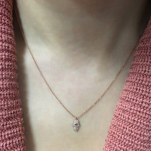 Ruby and Diamond Hamsa Necklace Rose Gold