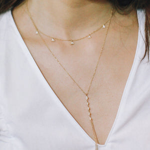 Five Diamond Triangle Necklace Yellow Gold