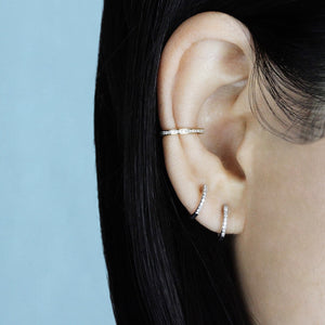 Mini Diamond Hoop Earrings White Gold