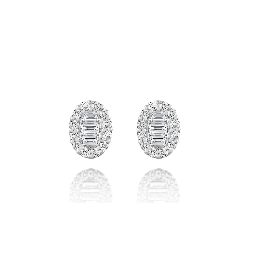 Diamond Oval Shape Stud Earrings White Gold