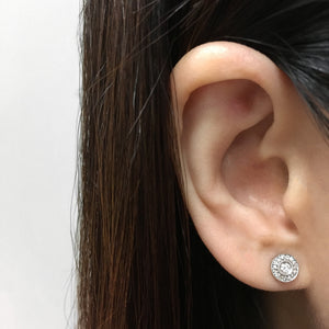 Diamond Halo Earrings White Gold