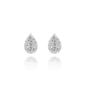 Diamond Pear Shape Stud Earrings White Gold