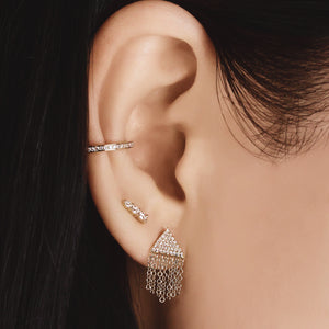 Diamond Triangle Fringe Earrings White Gold