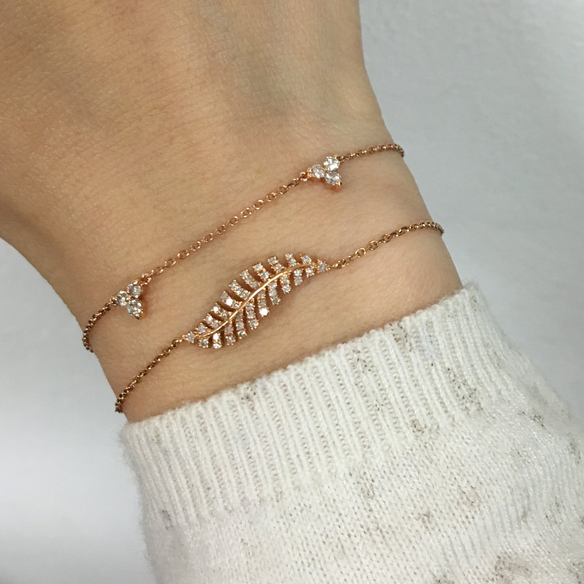 Diamond Feather Bracelet Rose Gold J. LUU