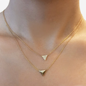 Small Diamond Triangle Necklace Yellow Gold